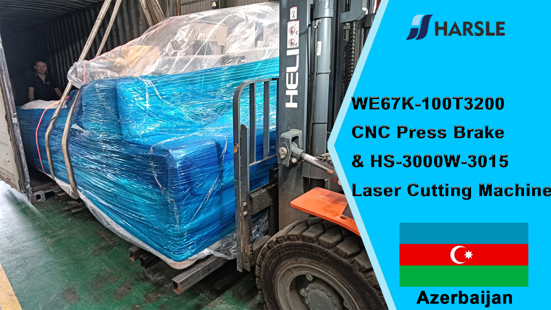 Ázerbájdžán-WE67K-100T3200 CNC ohraňovací lis a laserový řezací stroj HS-3000W-3015