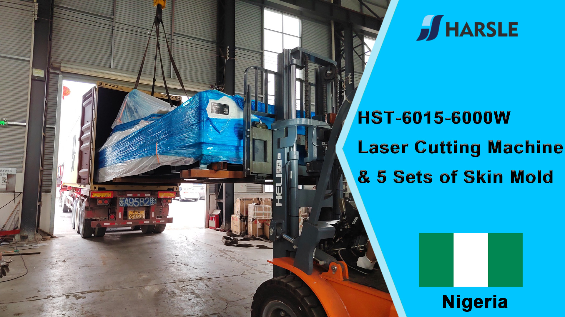 Laserový řezací stroj Nigeria-HST-6015-6000W a 5 sad forem na kůži