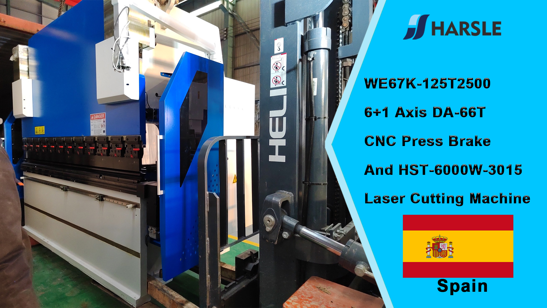 Španělsko-WE67K-125T2500 6+1osý DA-66T CNC ohraňovací lis a laserový řezací stroj HST-6000W-3015