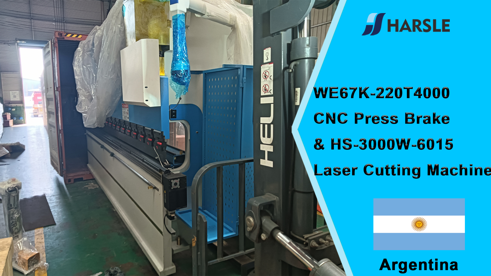 Argentina-WE67K-220T4000 CNC ohraňovací lis a laserový řezací stroj HS-3000W-6015